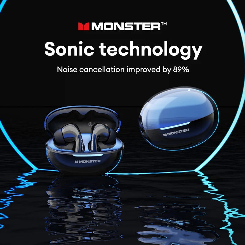 New Monster MQT36 TWS Wireless Bluetooth V5.4 Earphones Ultra-Long Battery Life Gaming Earbuds HIFI Sound Sport Headset With Mic