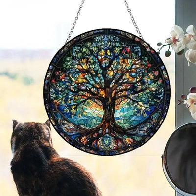 1pc Acrylic Wall Hanging Porch Decoration Holiday Decoration Painted Window Hanging Window Hanging Ornament Round Sign.