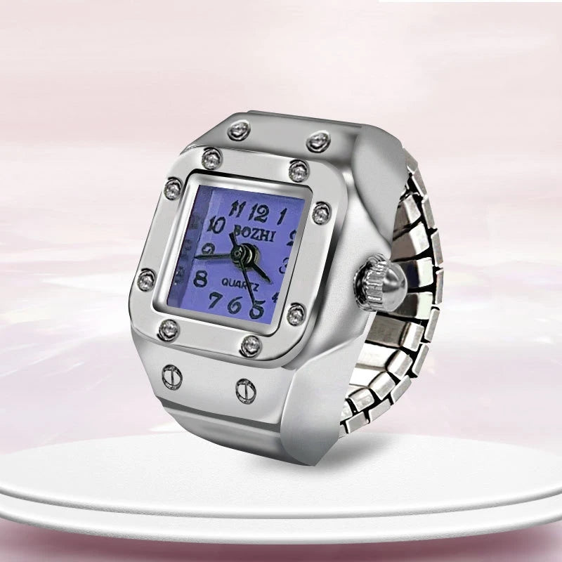 Ring Watch New Hot Selling Creative Alloy Shell Finger Square Dial Couple Men And Women