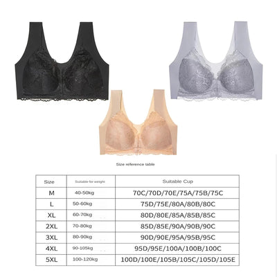 1 Piece Contrast Lace Wireless Bra, Comfy & Elegant Scallop Trim Bra, Women's Lingerie & Underwear