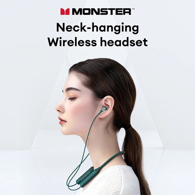 New Monster SG08 Wireless Bluetooth 5.4 Neckband Earphones Ultra-Long Battery Life Gaming Earbuds HD Call Sport Headset With Mic