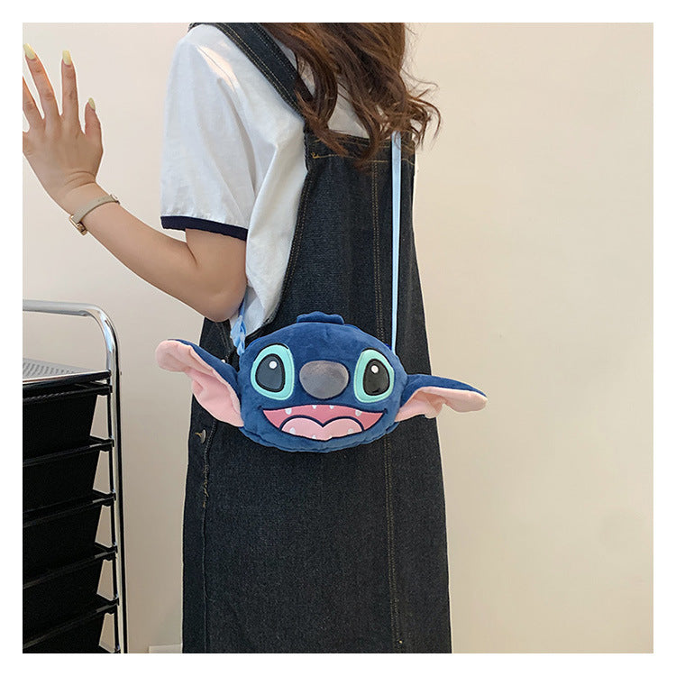 Disney New Lilo & Stitch Plush Toys Kawaii Plush Messenger Bag Girl Handbag Anime Stuffed Toys Children Cartoon Plushie Soft Bag