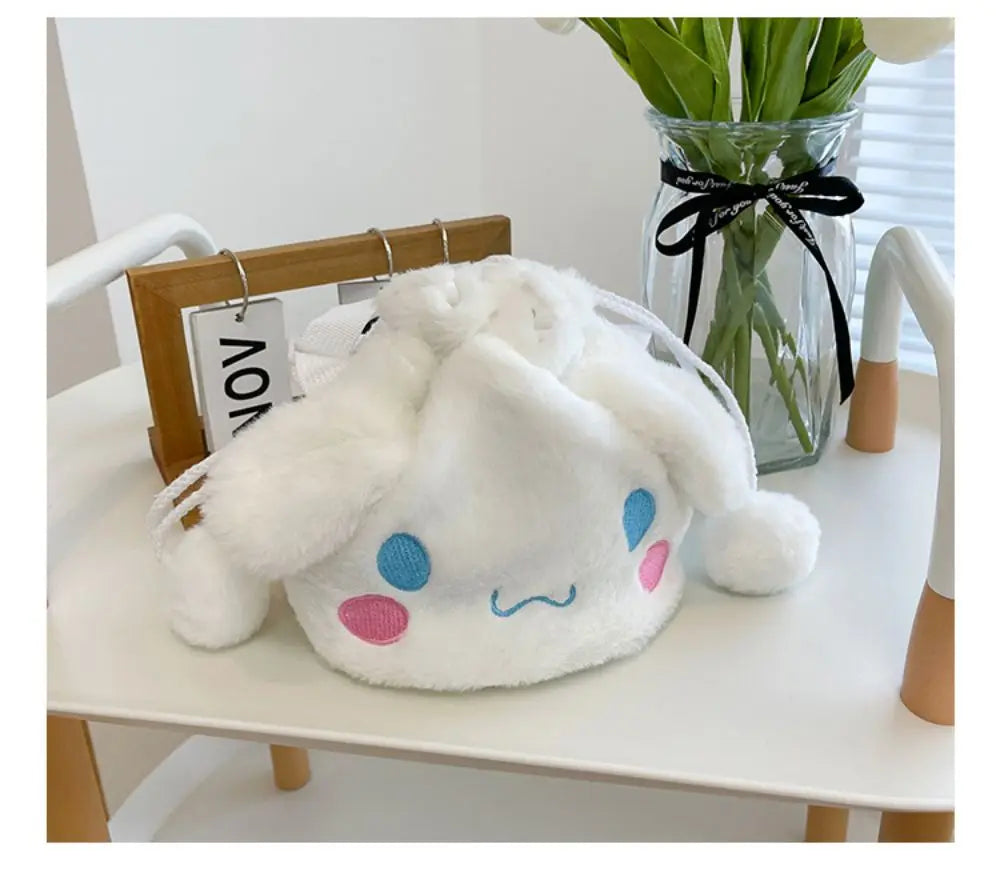 Sanrio  Bag Kawaii Cinnamoroll Handbag Tote Plushie Shoulder Messenger Bags Kuromi Hello Kitty Stuffed Makeup Backpack Gift