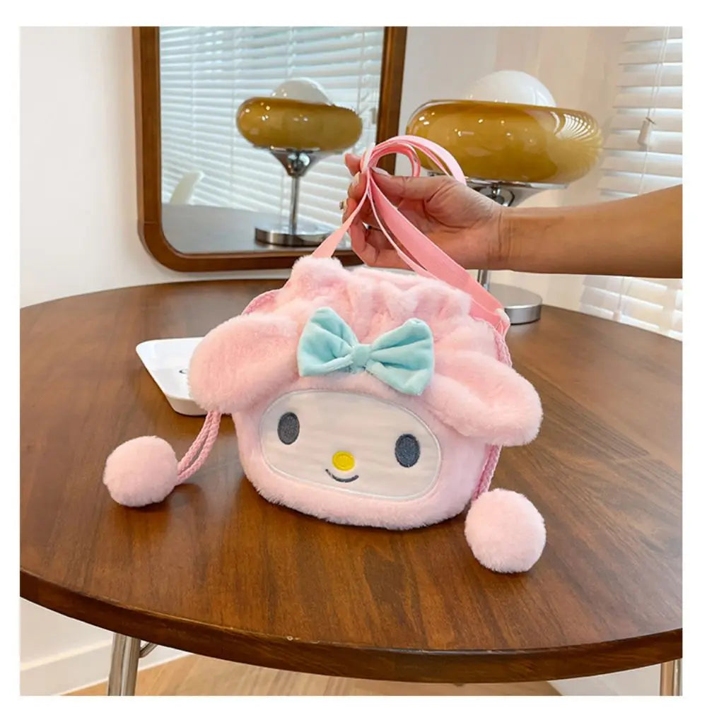 Sanrio  Bag Kawaii Cinnamoroll Handbag Tote Plushie Shoulder Messenger Bags Kuromi Hello Kitty Stuffed Makeup Backpack Gift