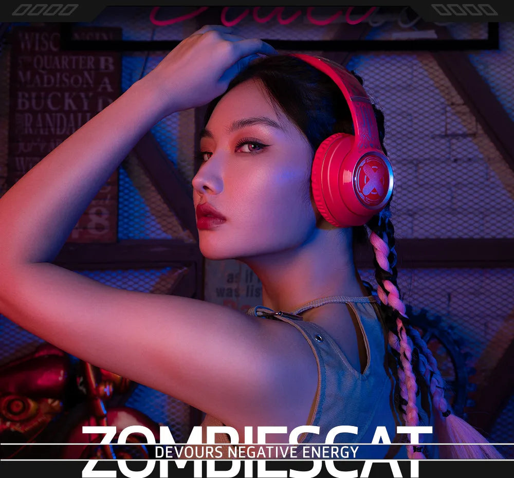 Choice ZOMBIESCAT S1 Wireless Bluetooth Headset 40mm Large Dynamic Coil Heavy Bass Earbuds Active Noise Cancellation HiFi Sound