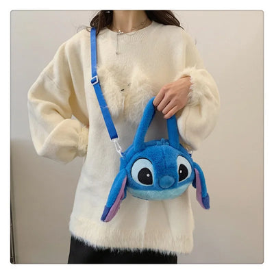 Disney New Lilo & Stitch Plush Toys Kawaii Plush Messenger Bag Girl Handbag Anime Stuffed Toys Children Cartoon Plushie Soft Bag