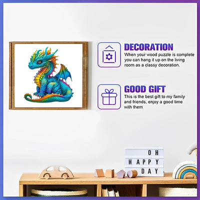 Dinosaur Wooden Jigsaw Puzzles Art, Unique Animal Shaped Pieces Stress Relieve Toys, DIY Leisure Game for Family Game Home Decor