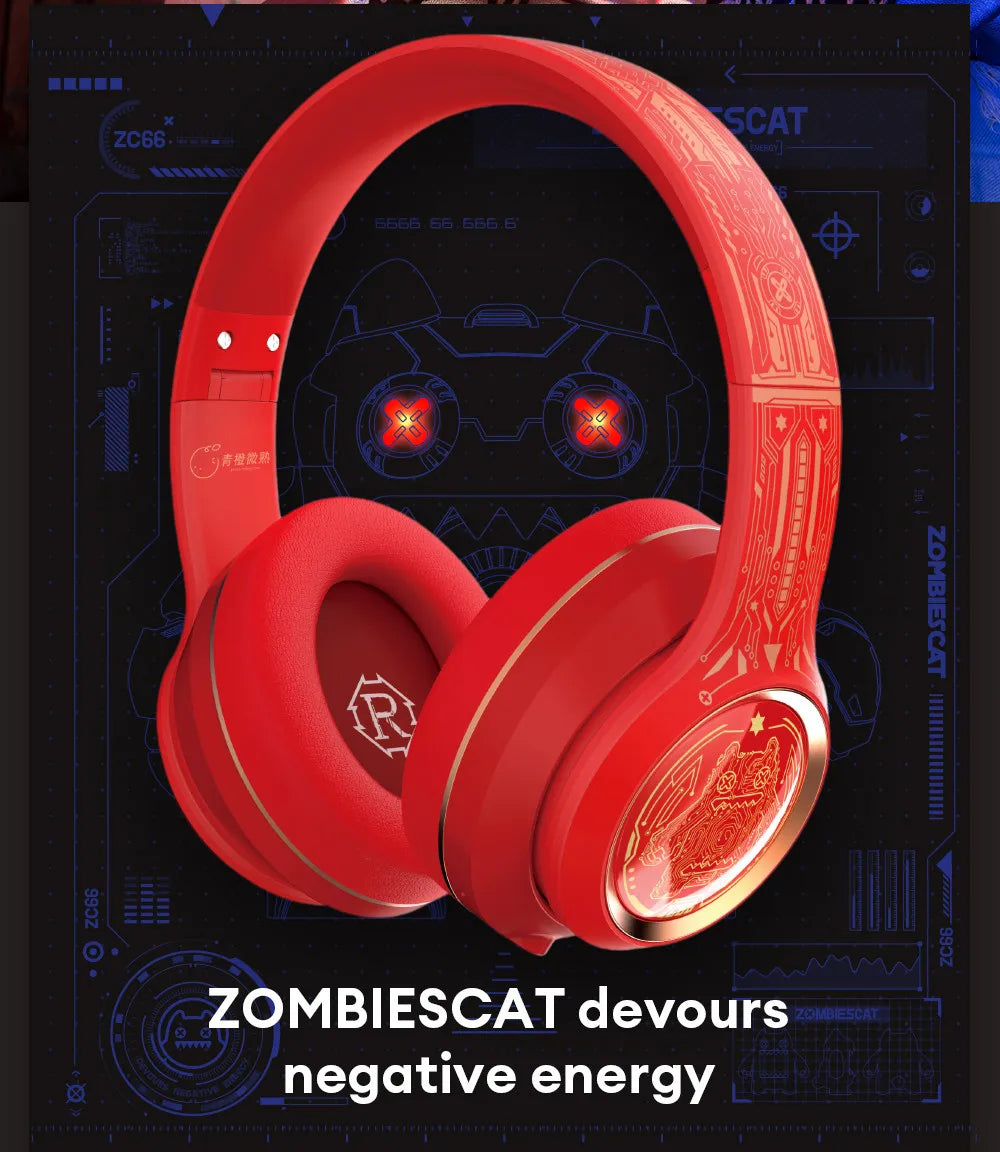 Choice ZOMBIESCAT S1 Wireless Bluetooth Headset 40mm Large Dynamic Coil Heavy Bass Earbuds Active Noise Cancellation HiFi Sound