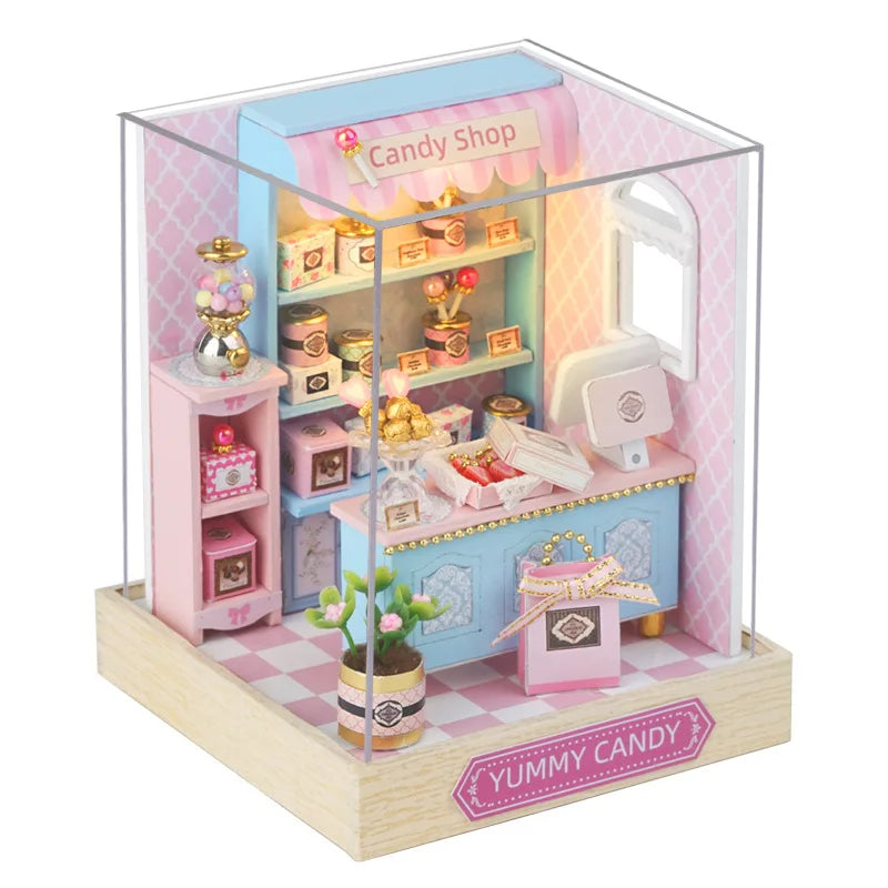 Magic Wooden Doll House Mini Kit DIY Handmade Assembly Model Building Room Bedroom Decoration 3D Puzzle Girl Toy Birthday Gifts