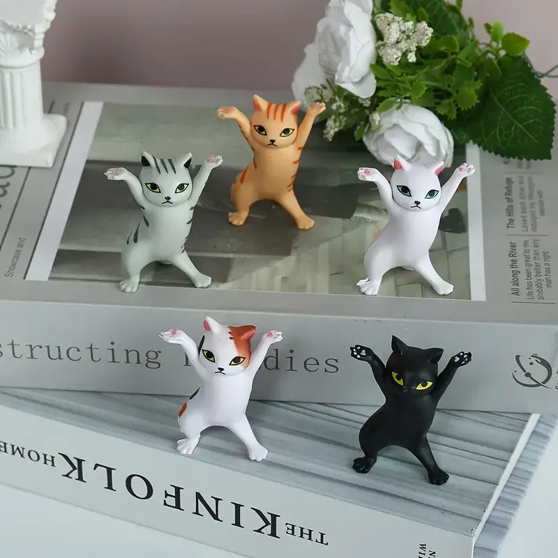 5pcs Dancing Cats Will Lift up Cat Figurines Decorated with Stylish Anime Cat Toys for Desktop Storage