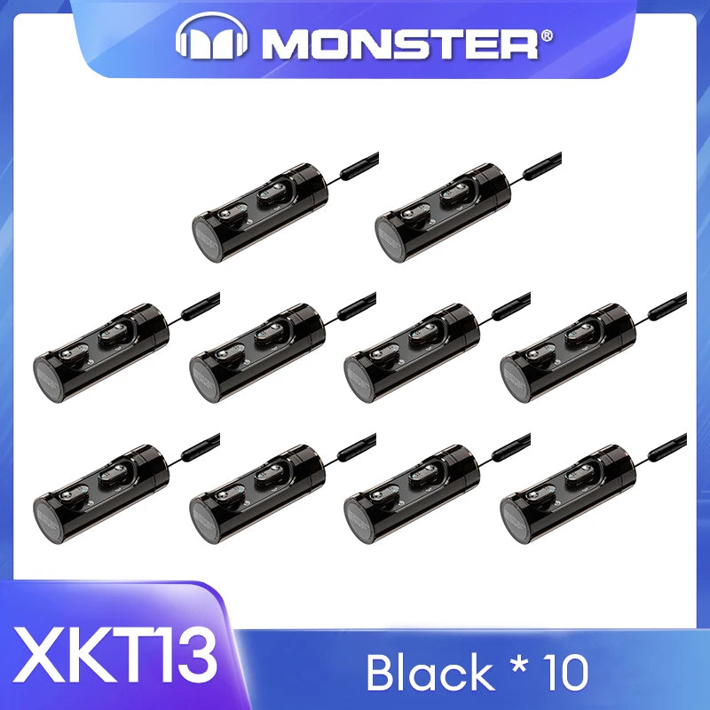 Original Monster V5.3 Wireless Bluetooth Headset XKT13 HIFI Sound Earphones Long Standby Earbuds Rotating Transparent Shell New