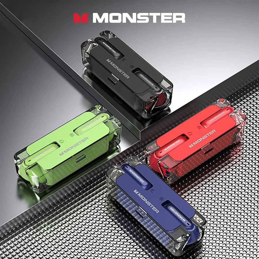 سماعات Monster XKT08 Bluetooth V5.3 True Wireless سماعات أذن عالية الدقة مقاومة للماء للألعاب وخفض الضوضاء