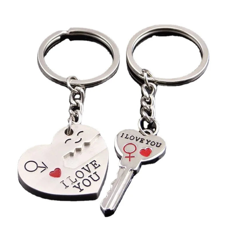 Hot Sale Zinc Alloy Silver Plated Lovers Gift Wedding Favors Couple My Heart Keychain Fashion Keyring Key Fob Creative Key Chain