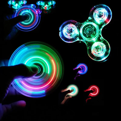 Luminous LED light Fidget Spinner Hand Top Spinners Glow in Dark Light EDC Figet Spiner Finger Stress Relief Toys