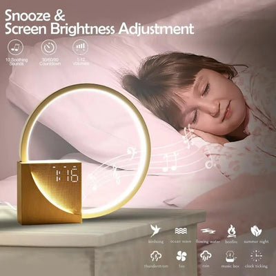 LED Night Light With Alarm Clock White Noise Natural Sound Timing Sleeping Light 3 Level Dimmable Touch Table Lamp For Bedroom