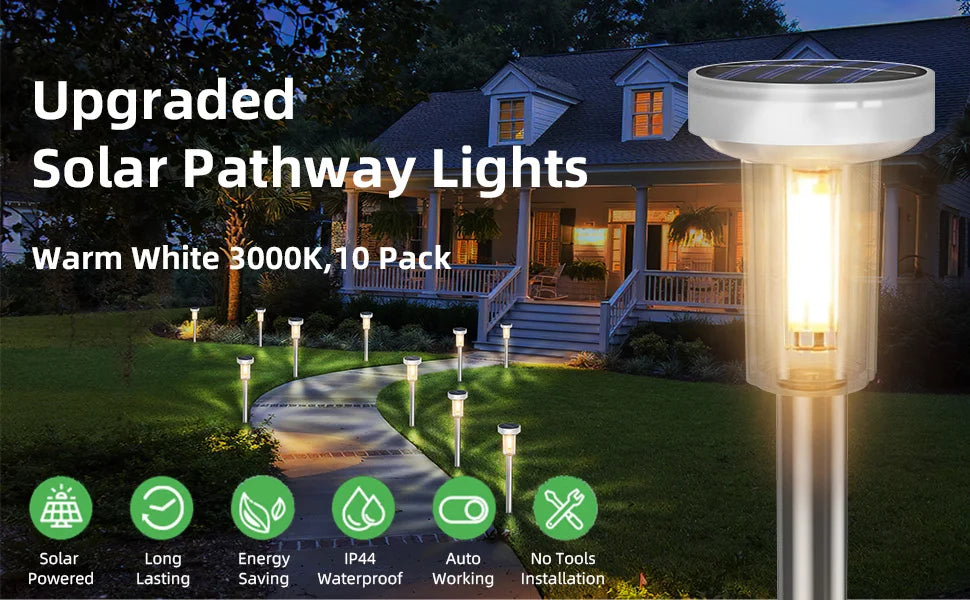 Outdoor solar lawn lights, landscape passage lights, waterproof warm white, decorating courtyards、gardens