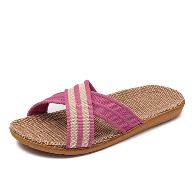 Plus Size Women'S Slippers Flat Sandals Linen Lightweight Casual Summer Slippers Women For Home Free Shipping