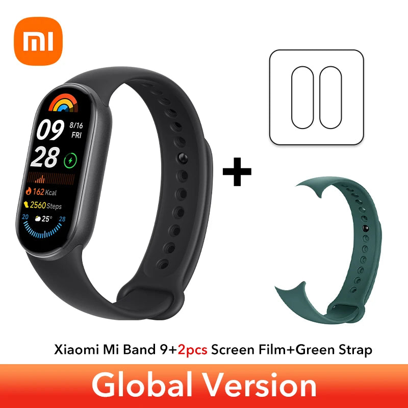 إصدار عالمي سريع الشحن من Xiaomi Smart Band 9 مقاس 1.62 بوصة AMOLED 150+ وضع رياضي عمر بطارية 21 يومًا * مراقبة النوم SpO2 * سوار