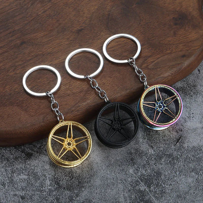 Creative New Design 5 Hubs Wheel Rim Model Keychain Fashion Accessories Auto Part Car Keyring Key Chain Ring Keyfob Key Holder