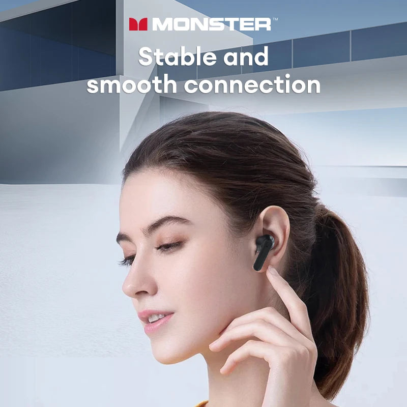 Monster XKT27 Bluetooth V5.4 Headset Long Standby Wireless HIFI Sound Earphones Intelligent Noise Reduction HD Call Earbuds