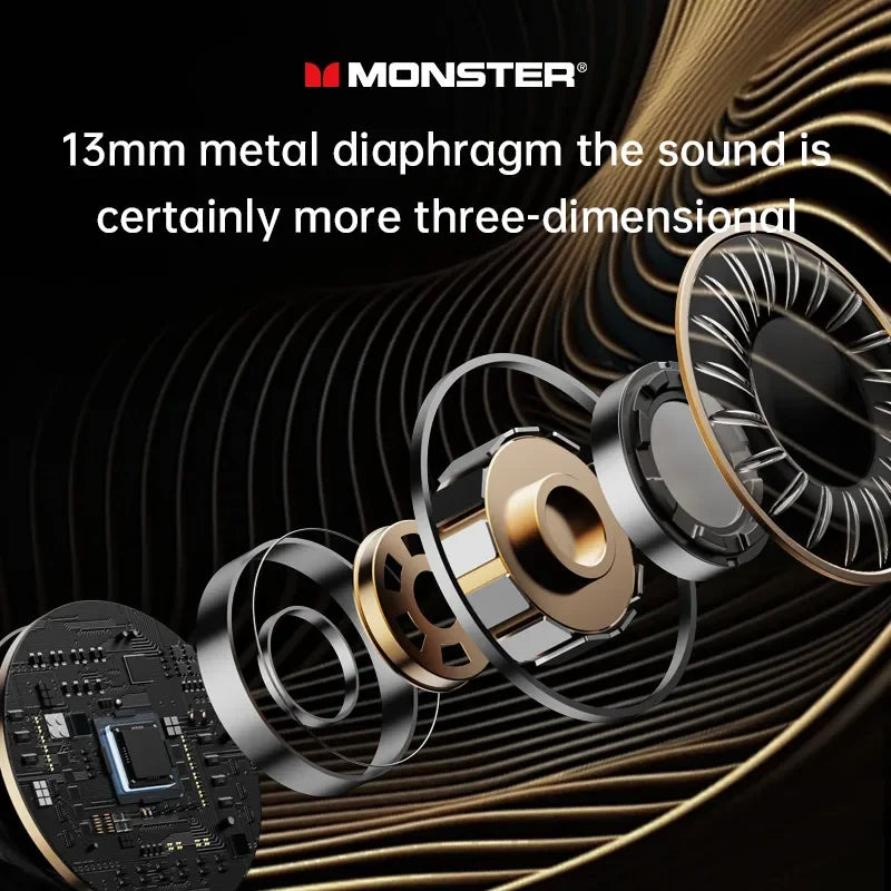 سماعات Monster Airmars XKT26 اللاسلكية بتقنية البلوتوث 5.4 TWS Hifi سماعات ستيريو سماعة رأس للألعاب سماعات أذن رياضية لتقليل الضوضاء