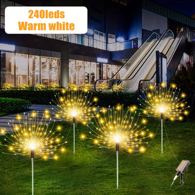 4 Pack 320/240LEDs Solar Firework Lights Outdoor Solar Garden Lights 8 Lighting Modes DIY Starburst Fairy Lights Yard Decoration