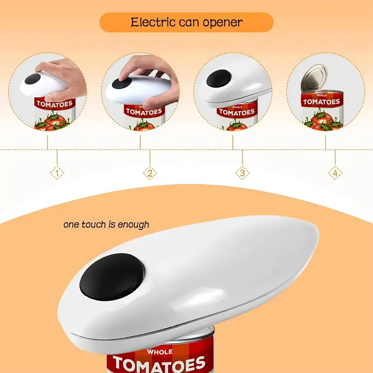 Electric can opener easy and easy to open cans and bottles complimentary 8-character bottle opener (Self provided 2 AA batteries