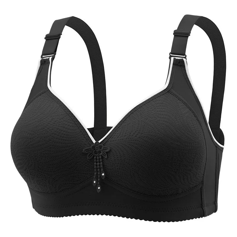 1 Piece Appliques Jacquard Bra, Elegant Lightly Padded Wireless Bra, Women's Lingerie & Underwear