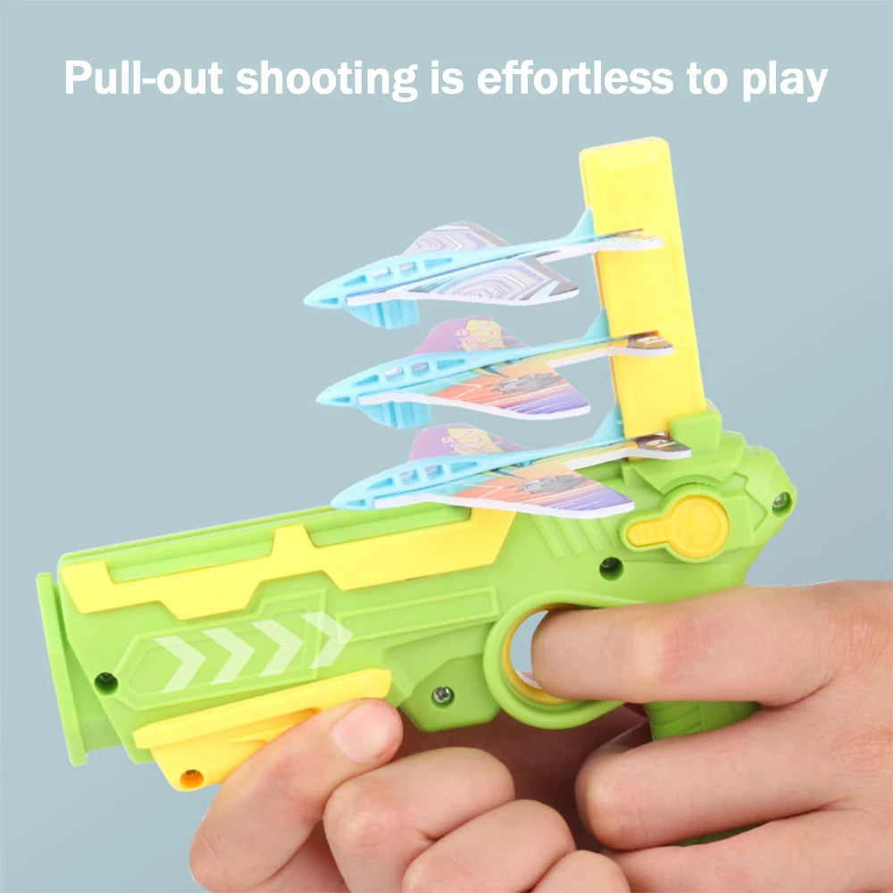 Outdoor Toys Continuous Airplane Launch Gun Flying Foam Airplane Catapult Gun Children Glider Airplane Boys' Favorite