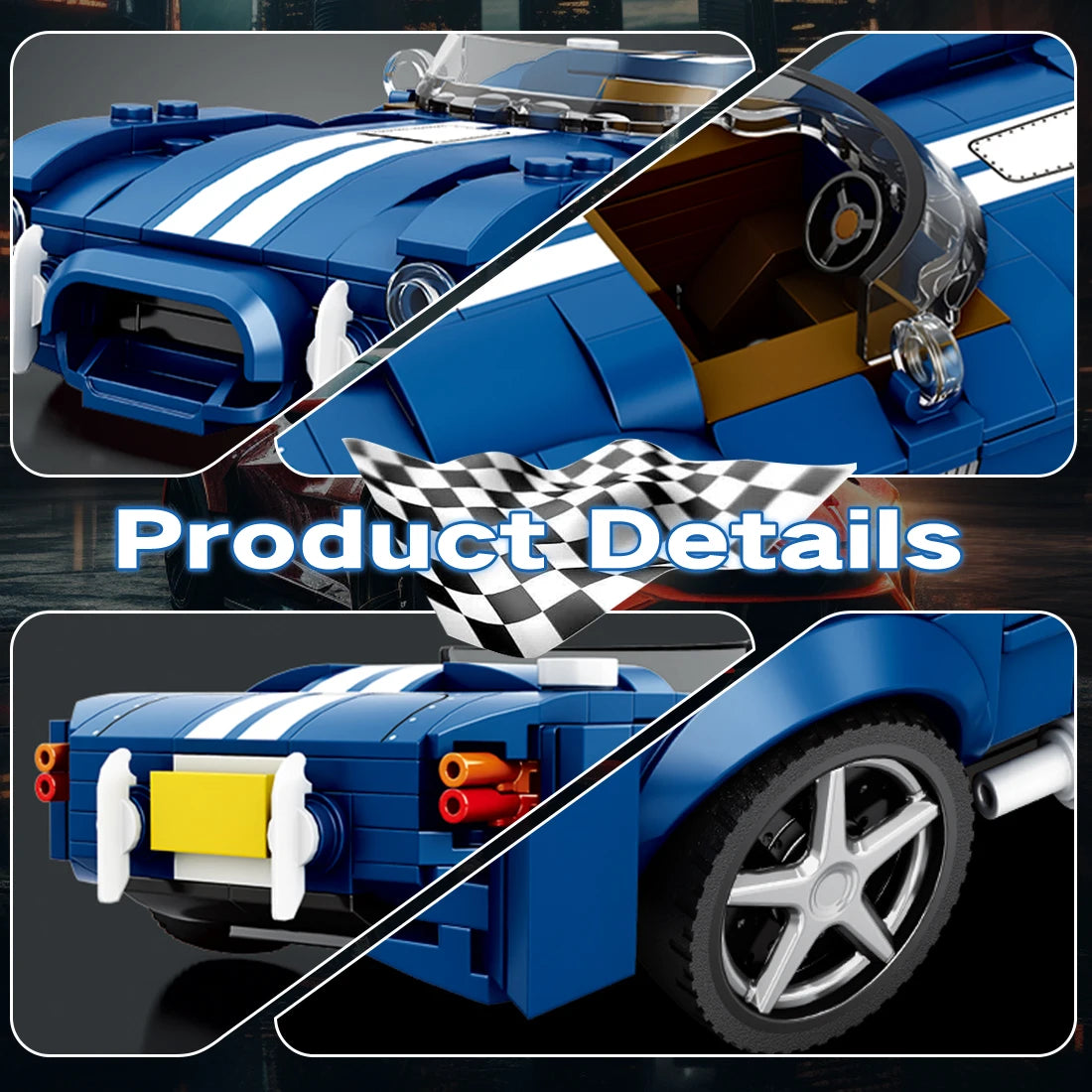 312PCS AC COBRA Car Building Block Set Creative City Vehicle Diy Car Model Bricks Desktop Display Toys For Kids Holiday Gifts