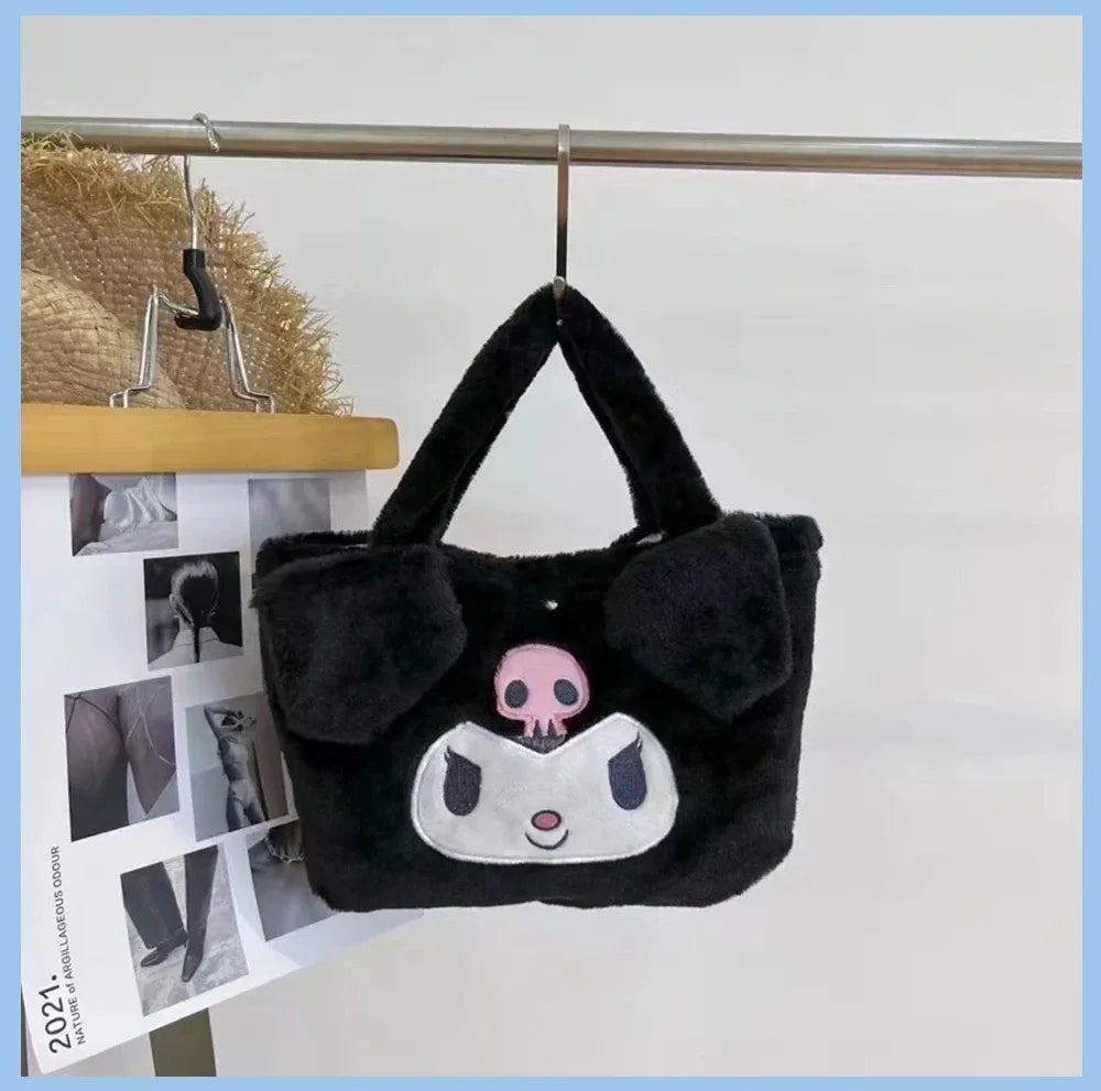 Kawaii Sanrio Bag Kuromi Plush Backpack Lolita Style Plushies Stuffed Animal Doll Toys My Melody Bag Women Tote Girl Christmas