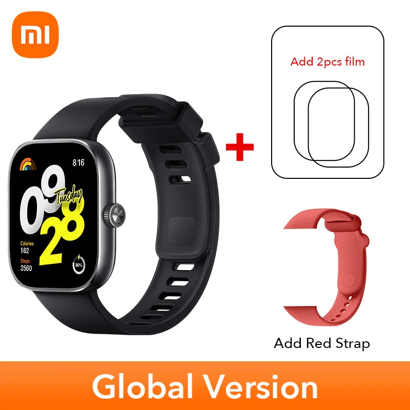 النسخة العالمية من ساعة Xiaomi Redmi Watch 4 الذكية مقاس 1.97 بوصة AMOLED لمراقبة معدل ضربات القلب وأكسجين الدم ودعم مكالمات الهاتف عبر البلوتوث ونظام تحديد المواقع العالمي (GPS)