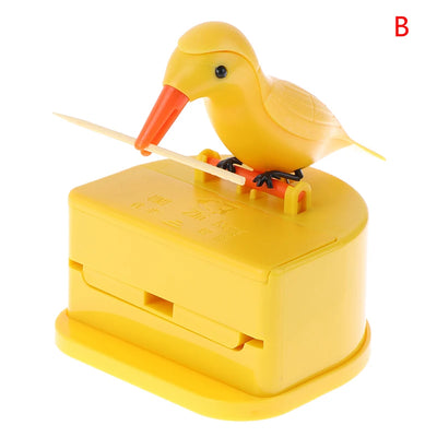 Creative Toothpick Holder Cartoon Small Bird Toothpick Container Press Toothpick Dispenser Storage Box Automatic Kitchen