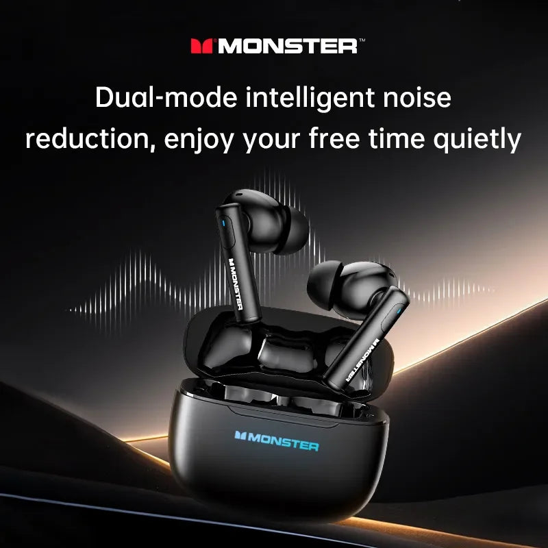 سماعات Monster Airmars XKT26 اللاسلكية بتقنية البلوتوث 5.4 TWS Hifi سماعات ستيريو سماعة رأس للألعاب سماعات أذن رياضية لتقليل الضوضاء