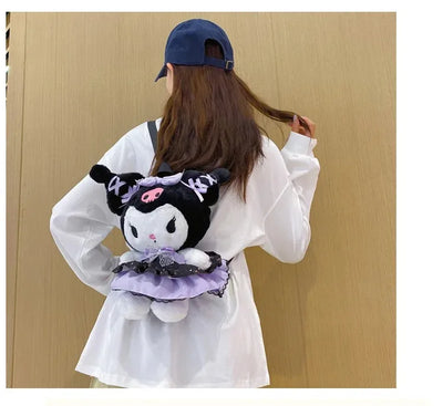 Kawaii Sanrio Bag Kuromi Plush Backpack Lolita Style Plushies Stuffed Animal Doll Toys My Melody Bag Women Tote Girl Christmas