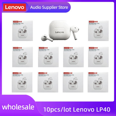 Lenovo Original LP40 TWS 5Pcs 10pcs Earphone Bluetooth Wireless 5.0 Dual Stereo Noise Reduction Bass Touch Control Wholesale