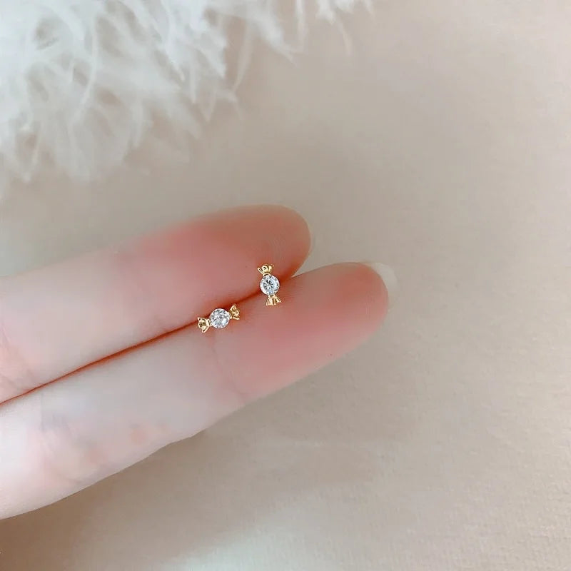 Multiple Style Earrings For Women Mini Zircon Candy Sweet Stud Ear Girls Flower Hypoallergenic Piercing Jewelry Fashion Gifts