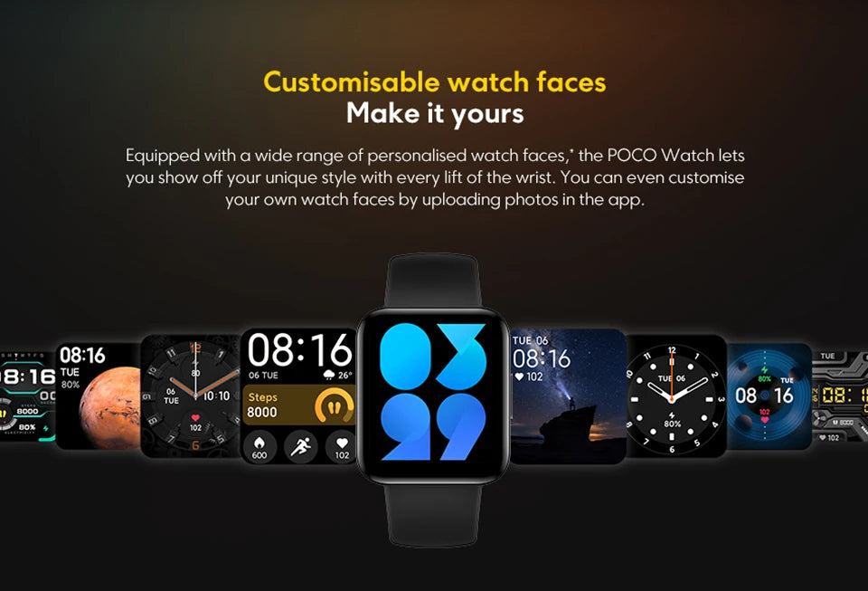 Global Version POCO Watch 1.6'' AMOLED Display 14 Days Battery GPS Always-on Watch Face Blood Oxygen Smartwatch