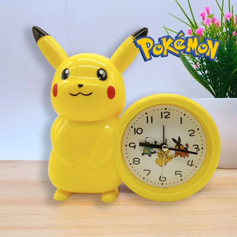 New Genuine Pokemon Anime Pikachu Catoon Kawaii Model Action Decoration Toy Children Alarm Pointer Clock Student Kids Gift